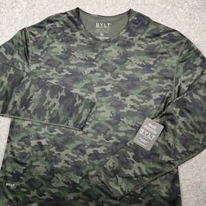 BYLT Drop Cut LS Performance Shirt Mens XXL Green Camo Long Sleeve Athletic New